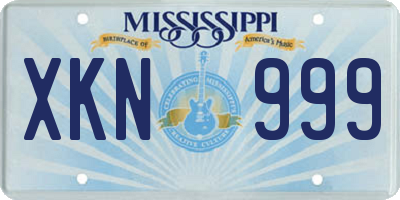 MS license plate XKN999
