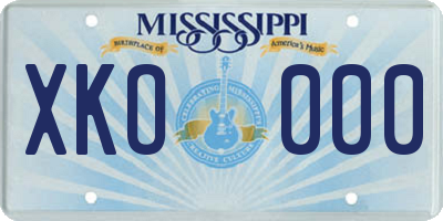 MS license plate XKO000