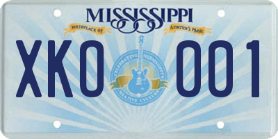 MS license plate XKO001