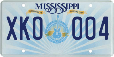 MS license plate XKO004