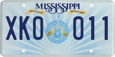 MS license plate XKO011