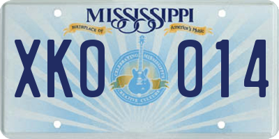 MS license plate XKO014