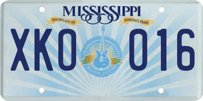 MS license plate XKO016