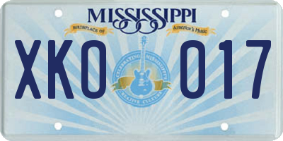 MS license plate XKO017