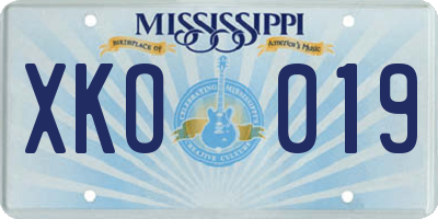 MS license plate XKO019