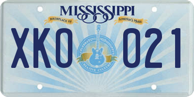 MS license plate XKO021