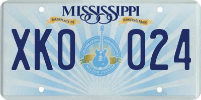 MS license plate XKO024