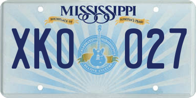 MS license plate XKO027