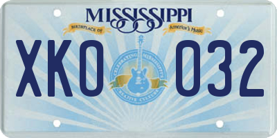 MS license plate XKO032