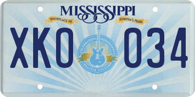 MS license plate XKO034