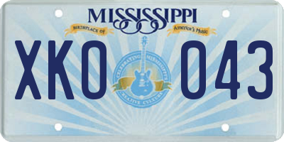MS license plate XKO043