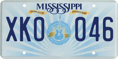 MS license plate XKO046