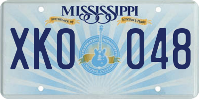 MS license plate XKO048