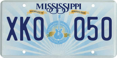 MS license plate XKO050