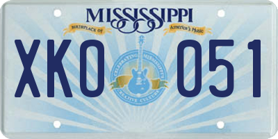 MS license plate XKO051