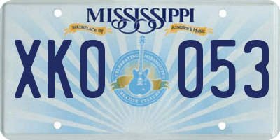 MS license plate XKO053