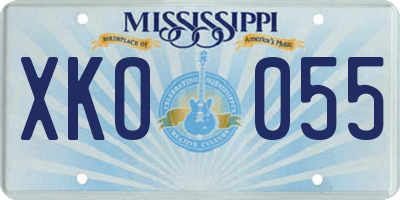 MS license plate XKO055