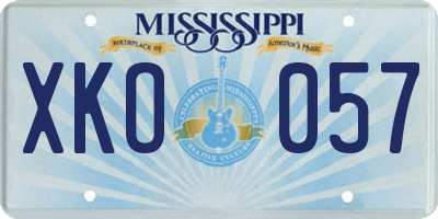 MS license plate XKO057