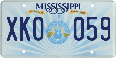 MS license plate XKO059