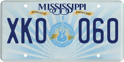 MS license plate XKO060