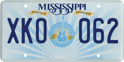 MS license plate XKO062