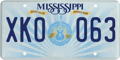 MS license plate XKO063