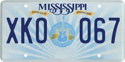 MS license plate XKO067
