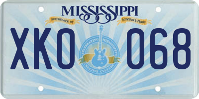 MS license plate XKO068