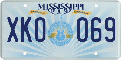 MS license plate XKO069