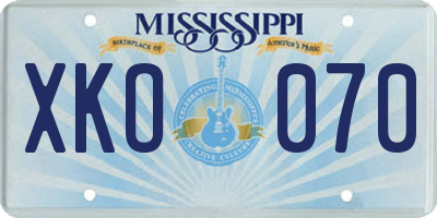 MS license plate XKO070