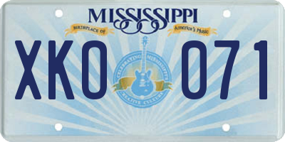 MS license plate XKO071