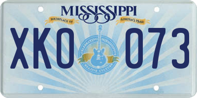 MS license plate XKO073