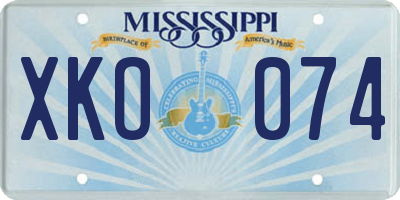 MS license plate XKO074