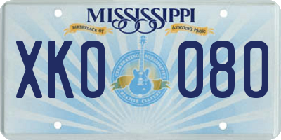 MS license plate XKO080