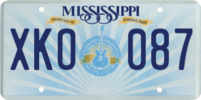 MS license plate XKO087