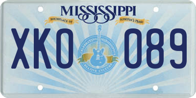 MS license plate XKO089