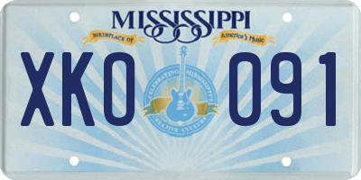 MS license plate XKO091