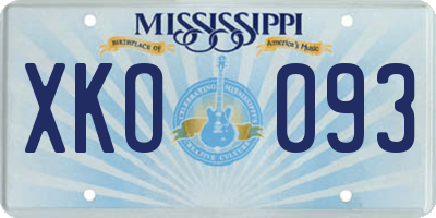 MS license plate XKO093