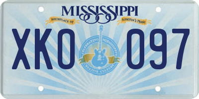 MS license plate XKO097