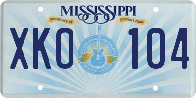 MS license plate XKO104