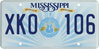 MS license plate XKO106
