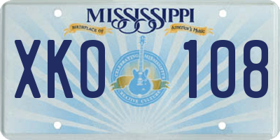 MS license plate XKO108