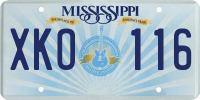 MS license plate XKO116