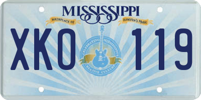 MS license plate XKO119
