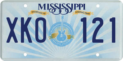 MS license plate XKO121