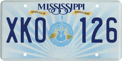 MS license plate XKO126