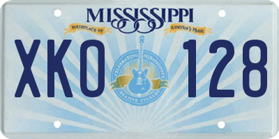 MS license plate XKO128