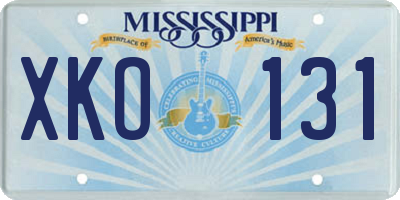 MS license plate XKO131