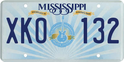 MS license plate XKO132