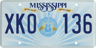 MS license plate XKO136